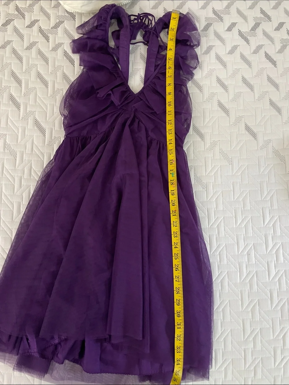 Maeve Anthropologie Mini Dress Purple Mesh Ruffle Small Cocktail Party